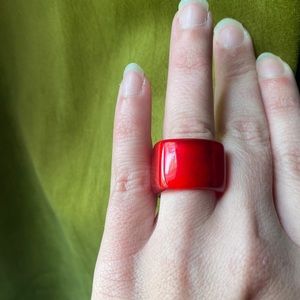 Dinosaur Designs Red Square Resin Ring